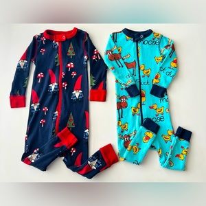 Lazy One baby boys set of 2 gnomes duck moose romper suit 100% cotton 12m